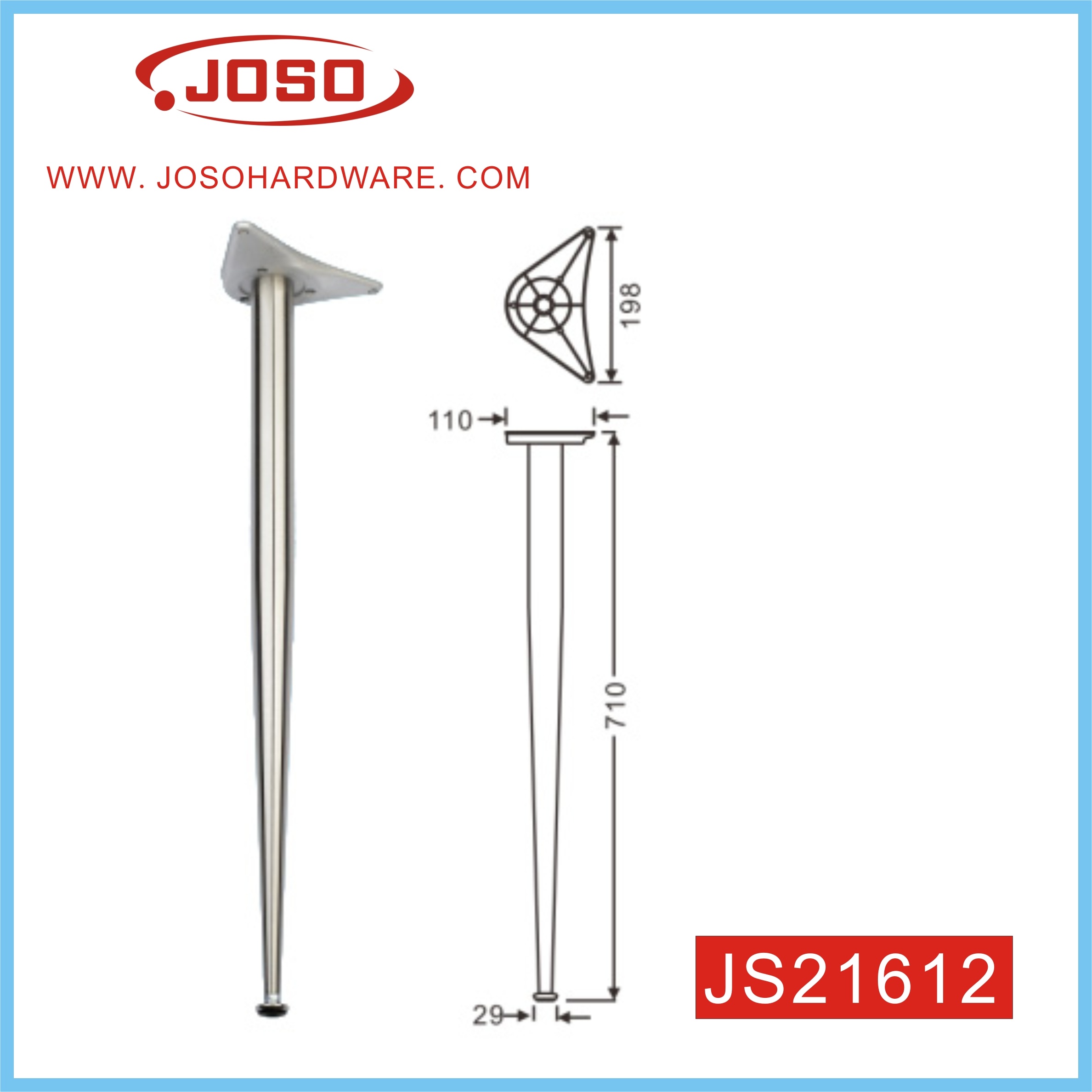 Bright Chrome Finished Furniture Leg for Table