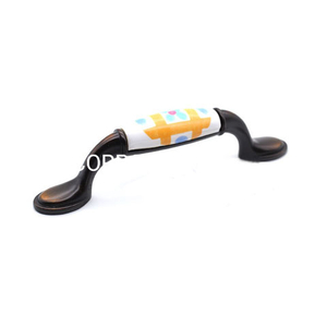 Fashion Zinc Alloy with Ceramics 76mm Cabinet Handle Drawer Handle Furniture Accessories